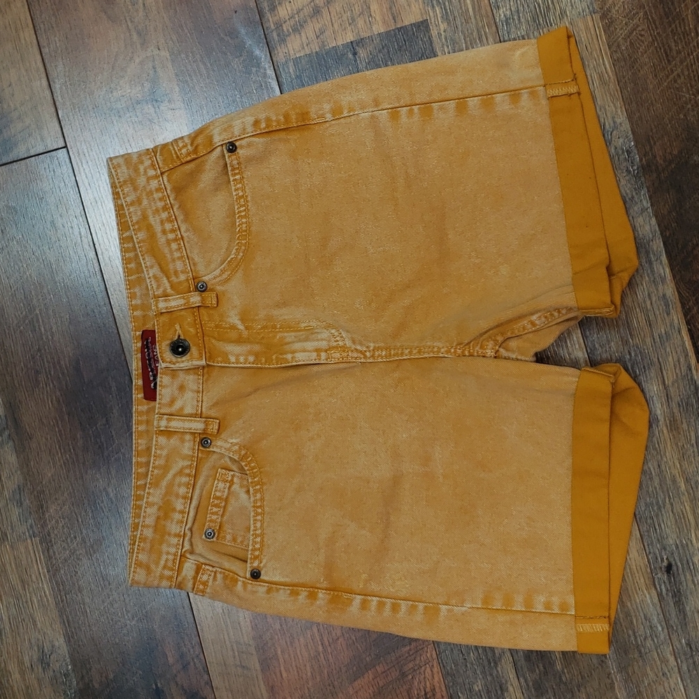 Arizona Jeans Co. Faded Yellow High Waisted Denim Shorts, Size 3